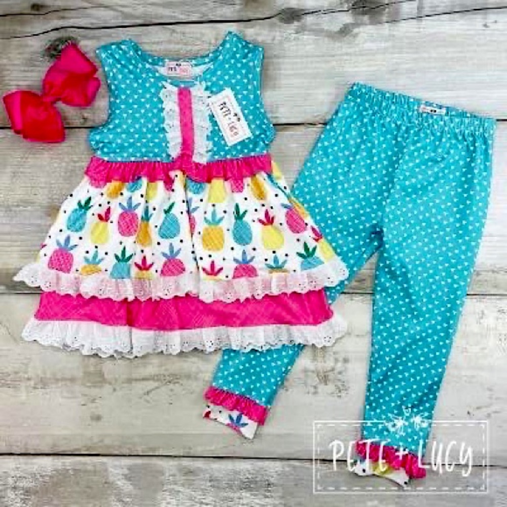 Pete & Lucy Pineapple Princess Capri Set